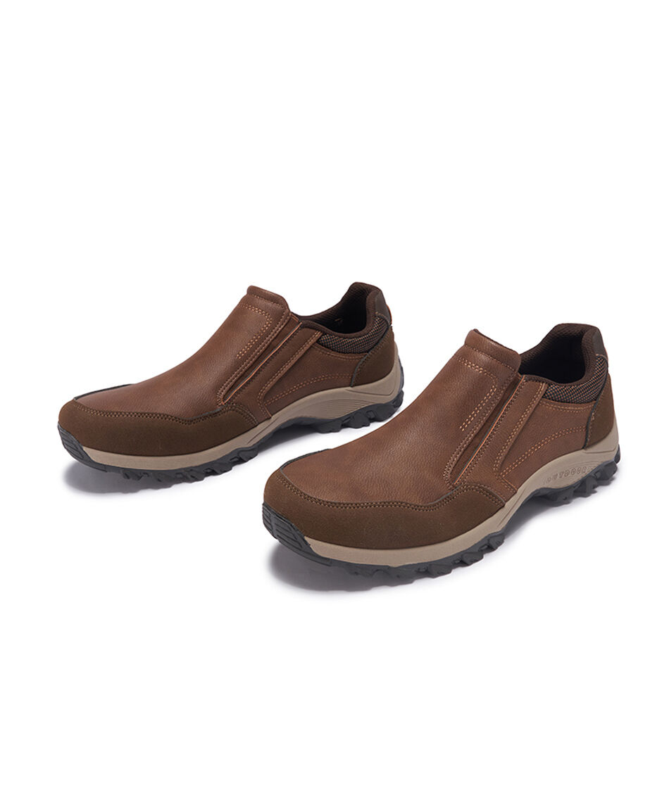 Mocas&iacute;n hombre liso caf&eacute;