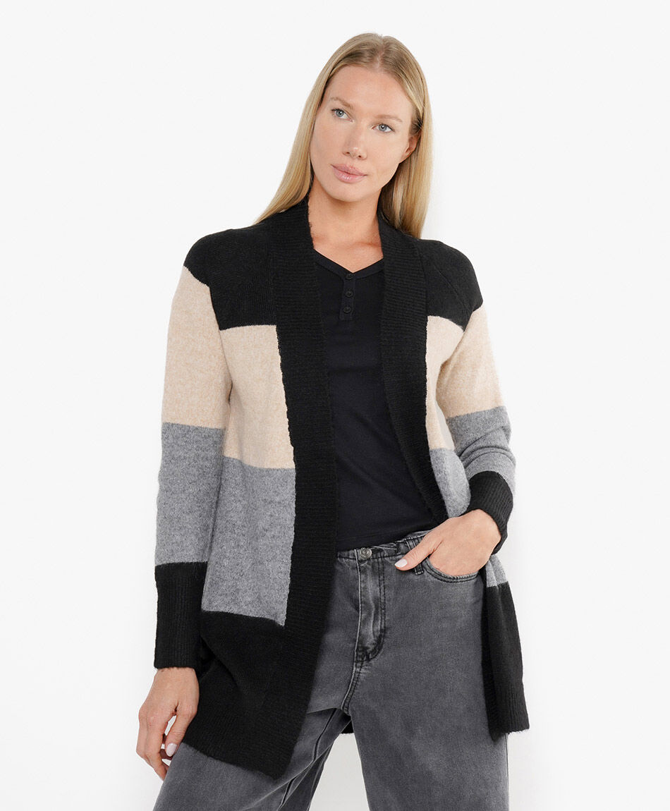Cardigan mujer tricolor