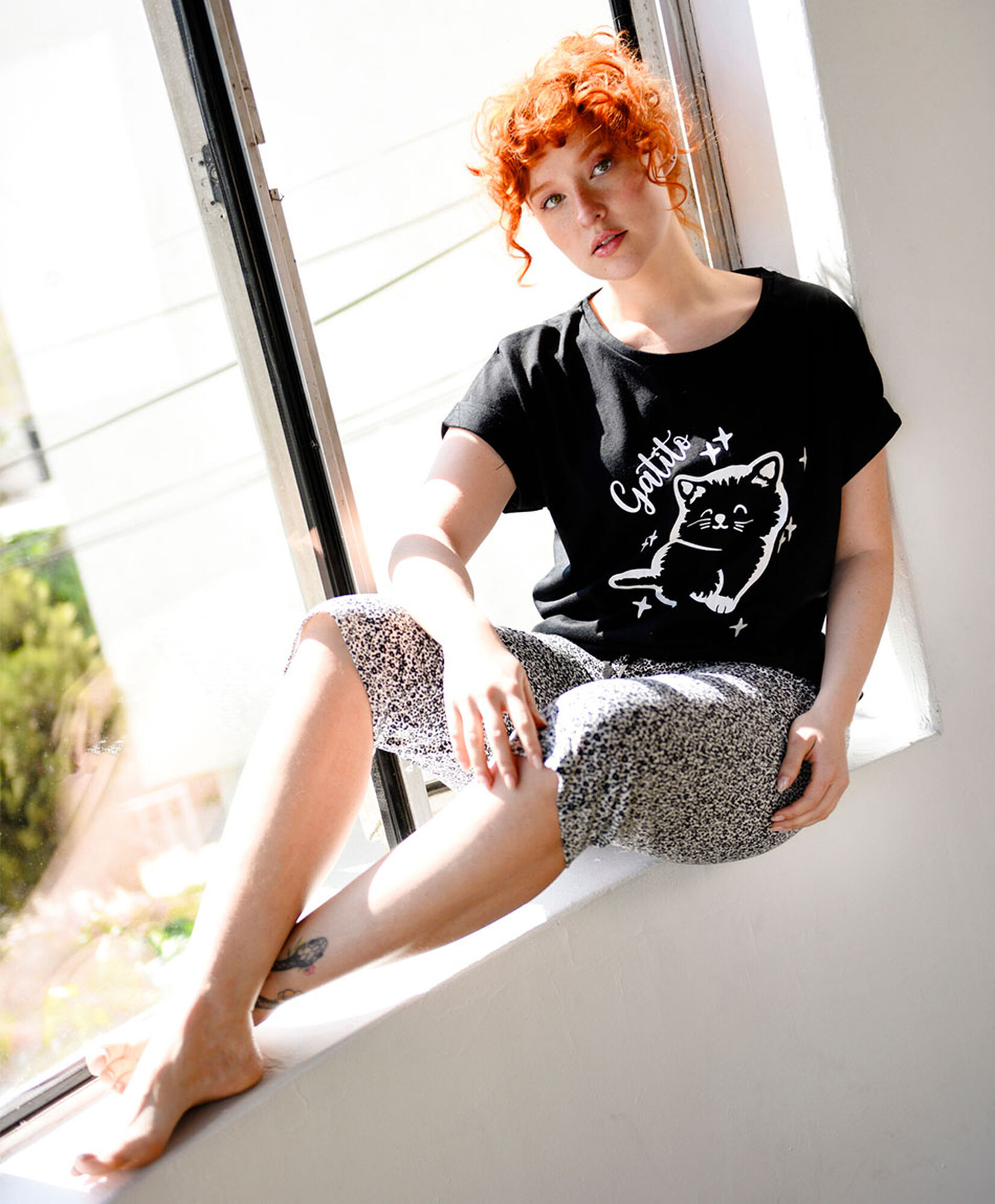 Pijama mujer gatito capri Pijama mujer gatito capri