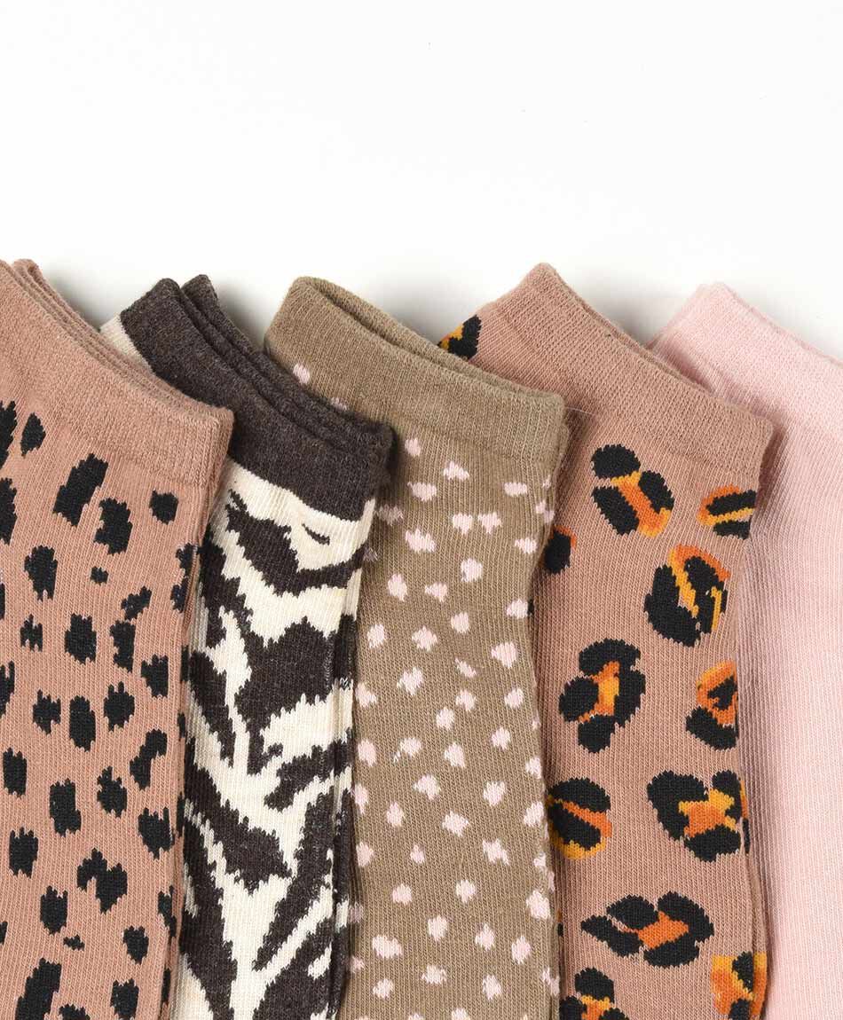 Pack 5 calcetines mujer cortos animal print