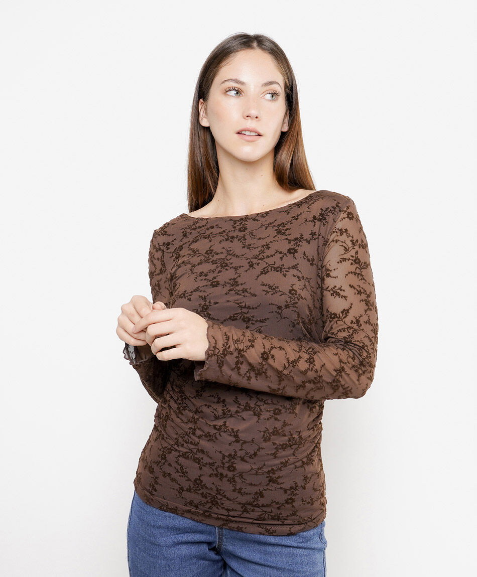 Polera mujer encaje floral