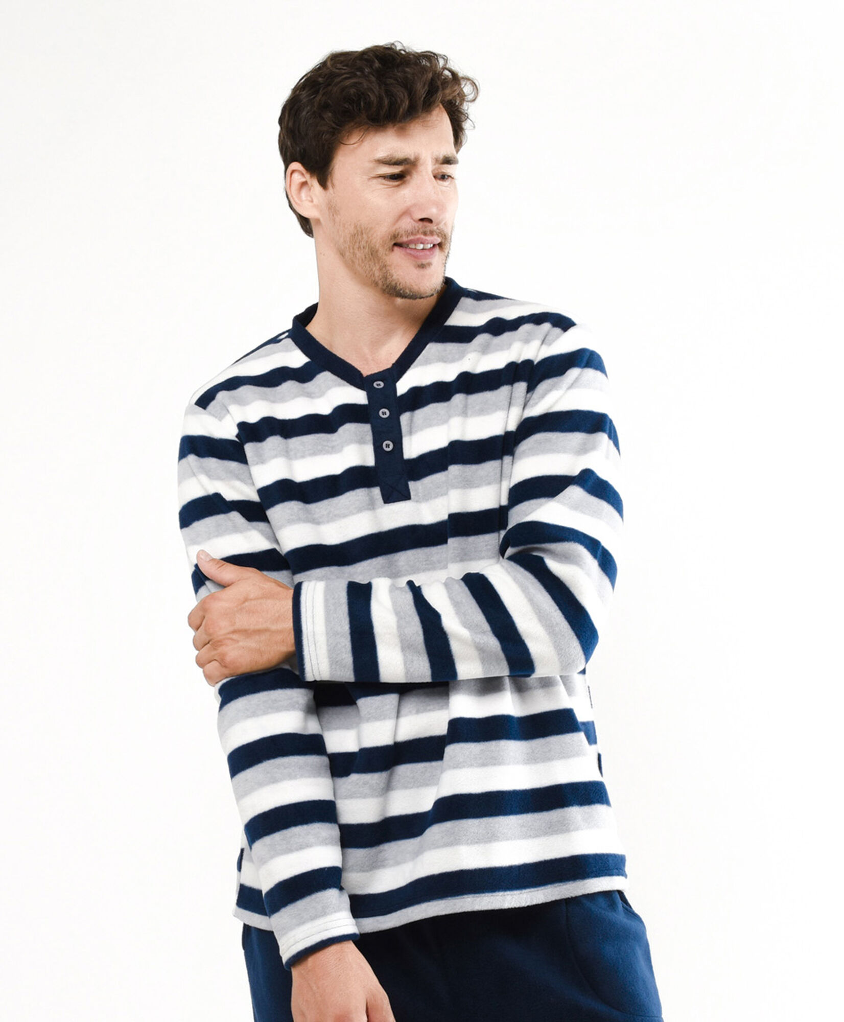 Pijama hombre polar líneas botones Pijama hombre polar líneas botones