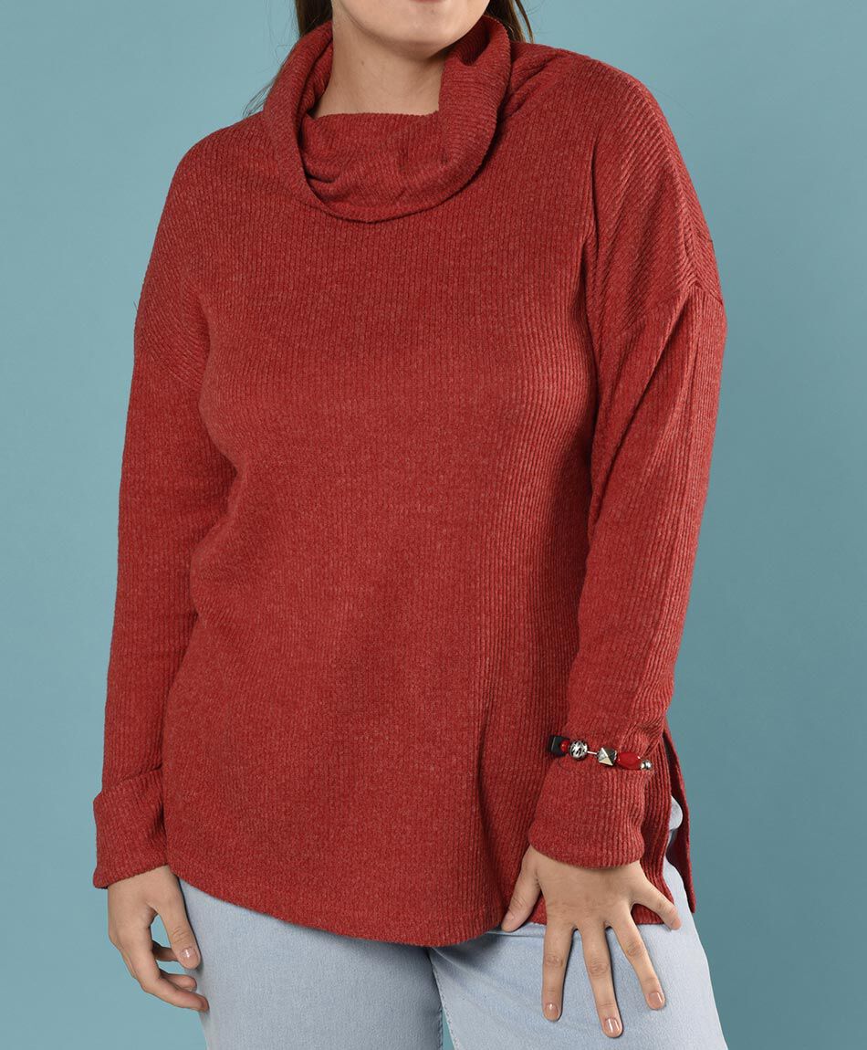 Sweater acanalado cuello tortuga