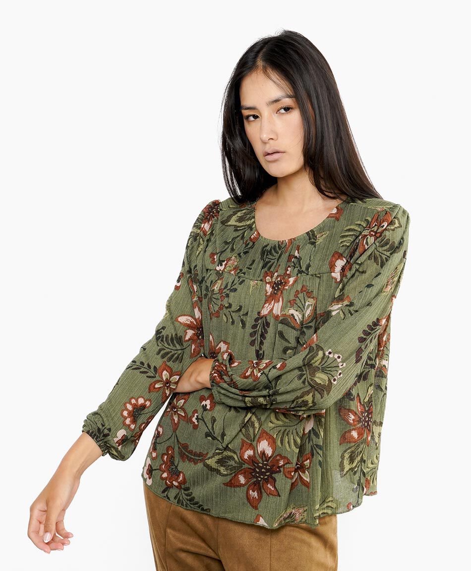 Polera mujer manga larga floral