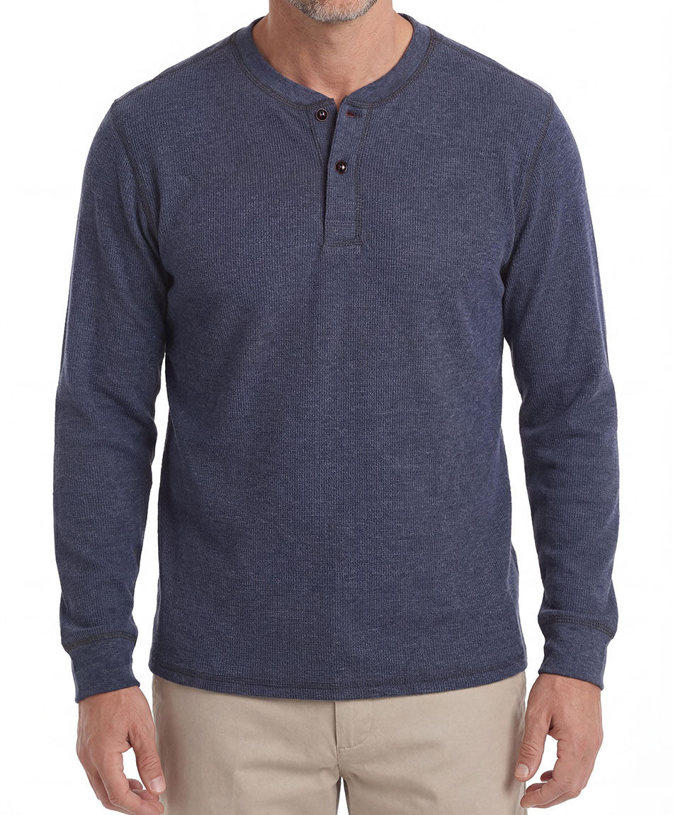 Polera hombre botones azul