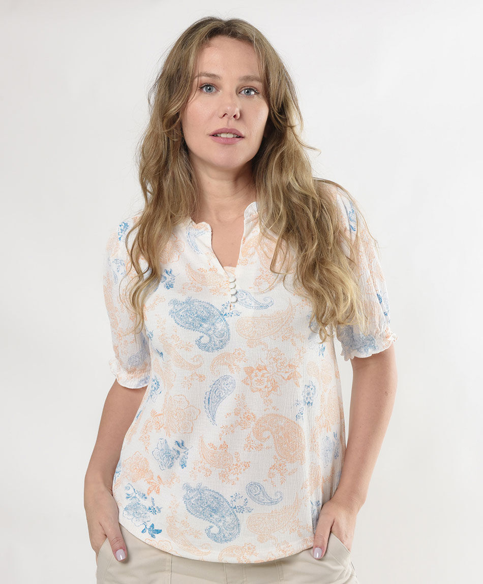 Polera mujer elasticada floral oversize