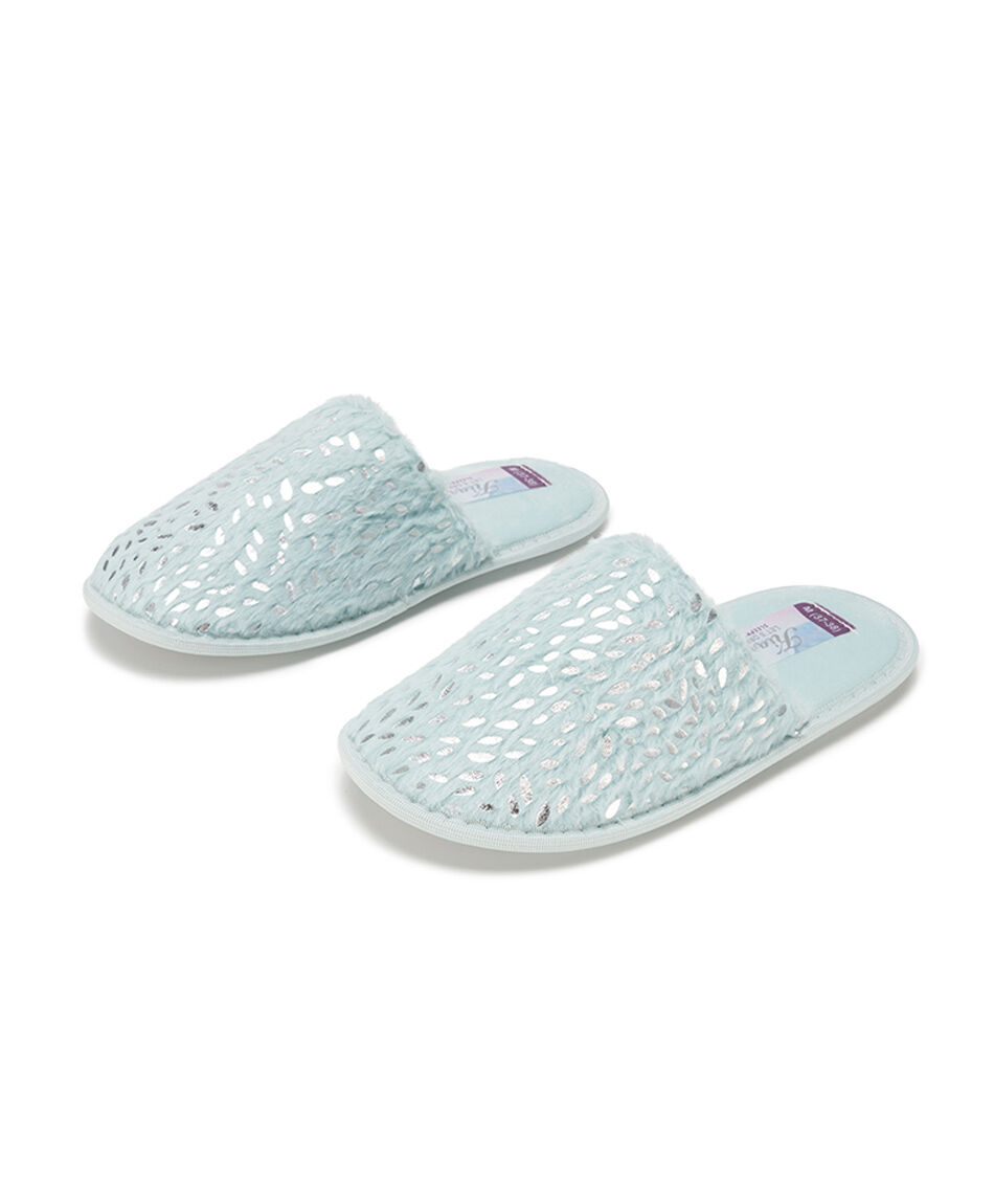 Pantufla mujer hojas brillos