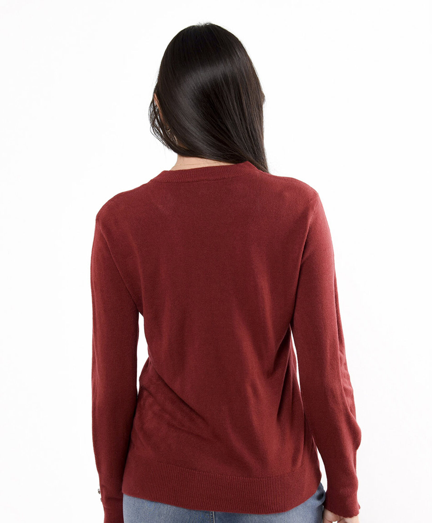 Sweater mujer botones manga rojo Sweater mujer botones manga rojo