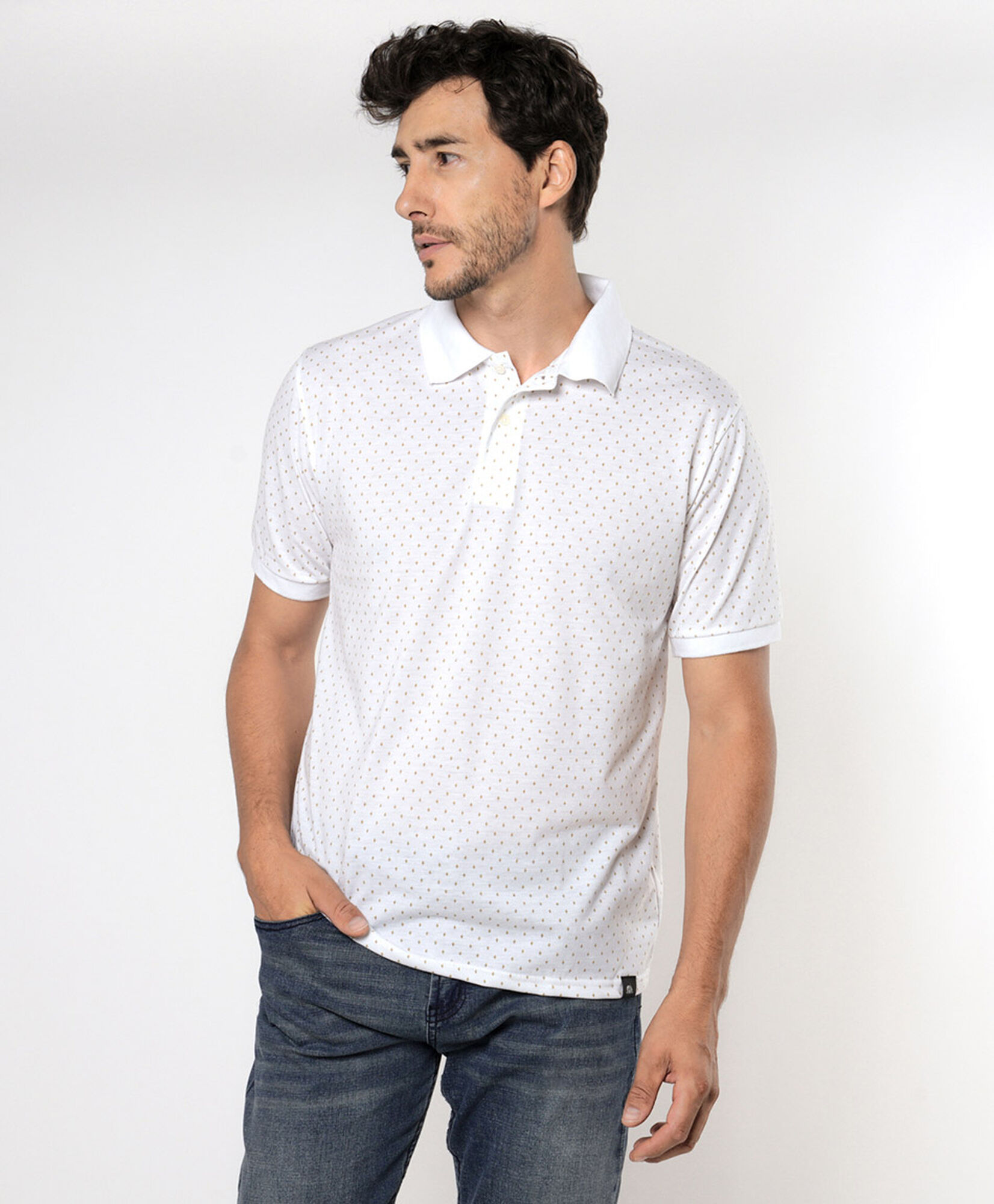 Polera hombre puntitos cuello piqué Polera hombre puntitos cuello piqué