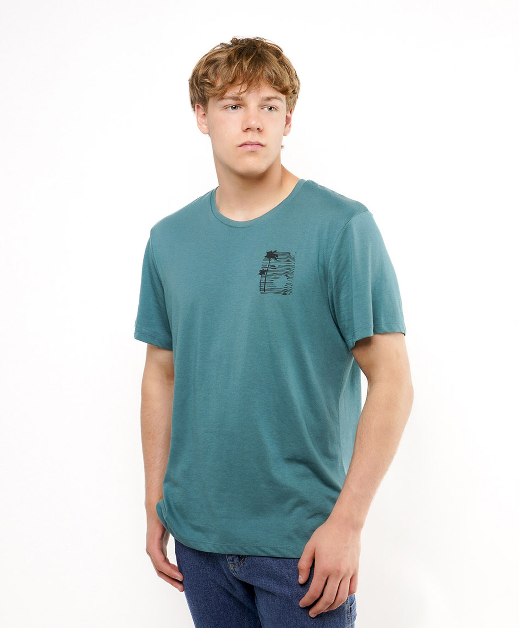 Polera hombre doble estampado palmeras Polera hombre doble estampado palmeras