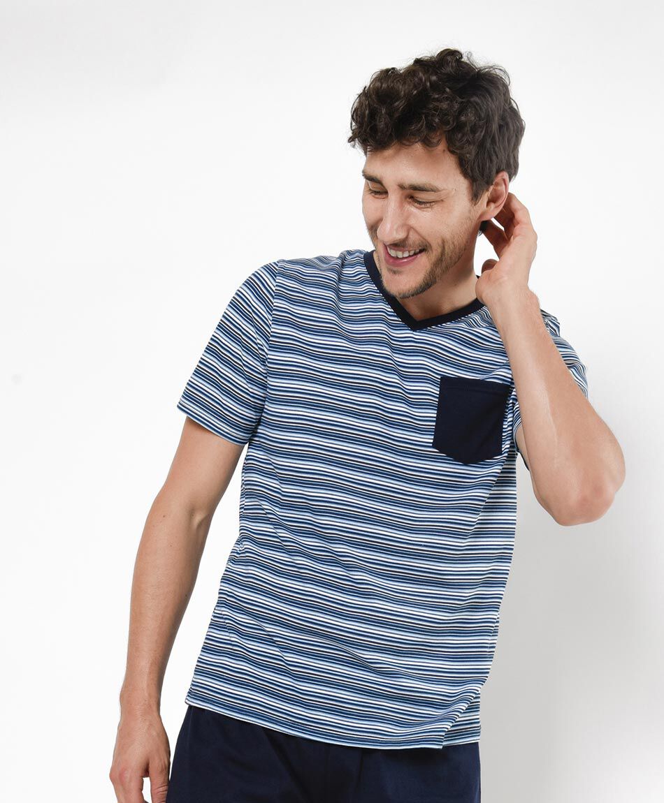 Pijama hombre l&iacute;neas bolsillo 2 piezas