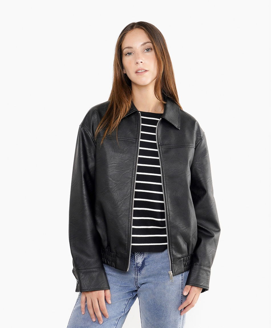 Chaqueta mujer eco-cuero negra