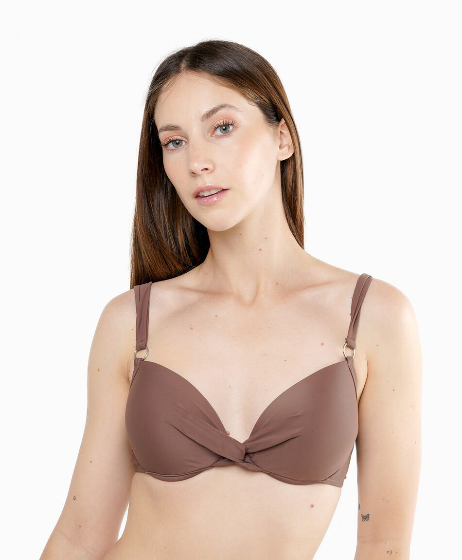 Bikini mujer caf&eacute; cruzado