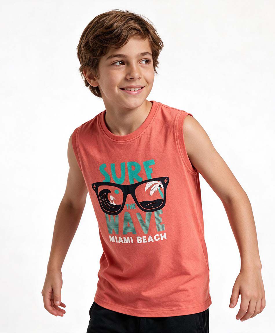 Polera ni&ntilde;o sin mangas surf