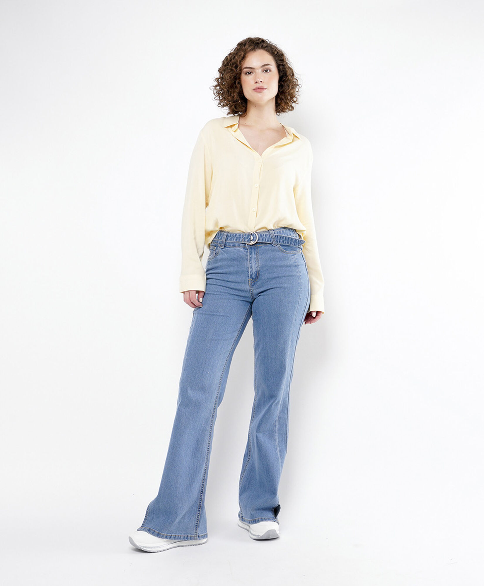 Jeans mujer cinturón denim wide Jeans mujer cinturón denim wide