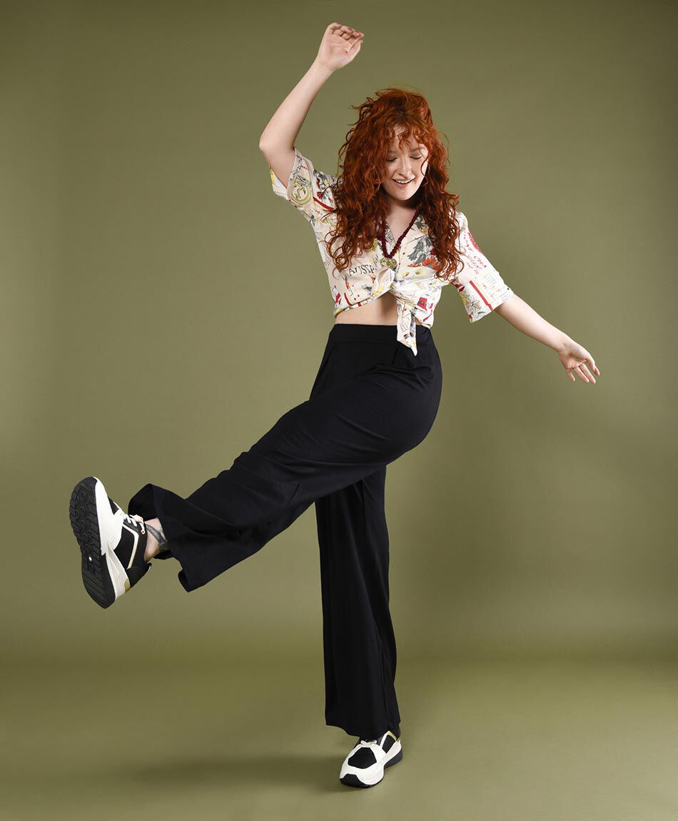 Pantal&oacute;n mujer tiro alto palazzo