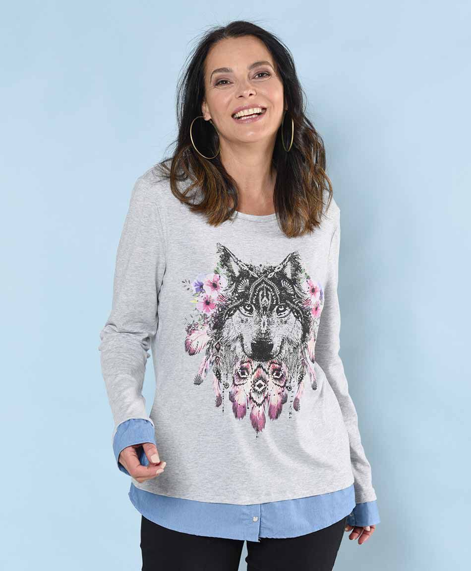 Polera manga larga cuello redondo