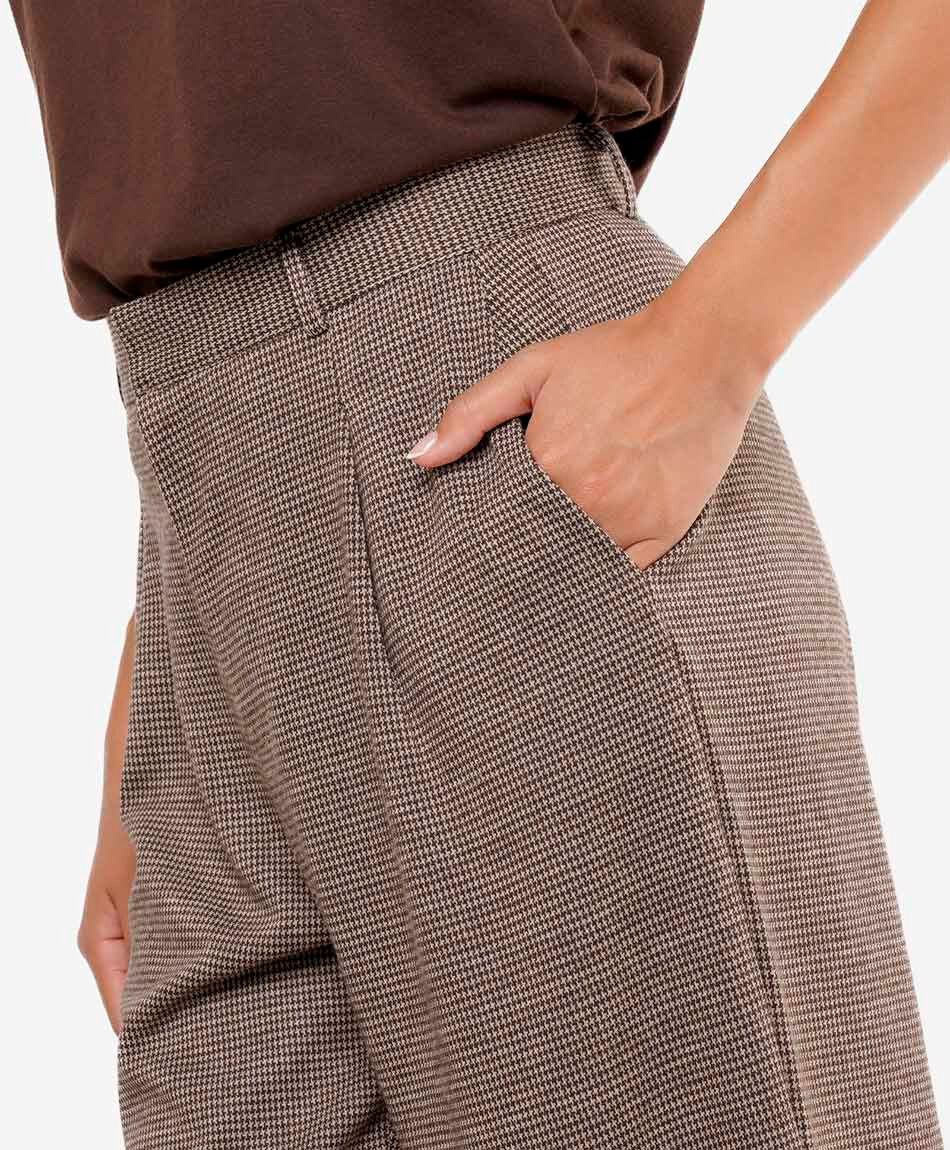 Pantal&oacute;n mujer mini check wide leg