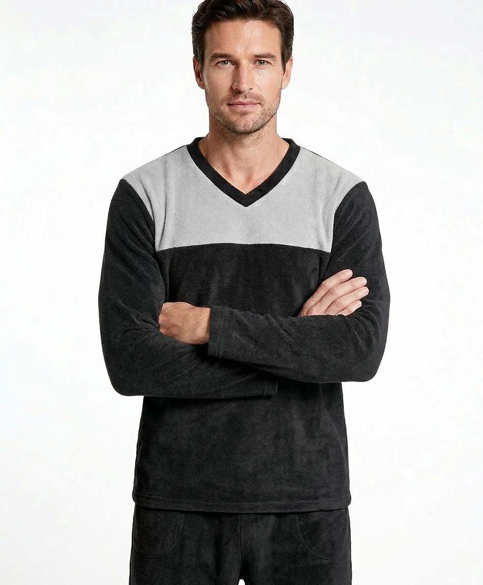 Pijama hombre polar gris