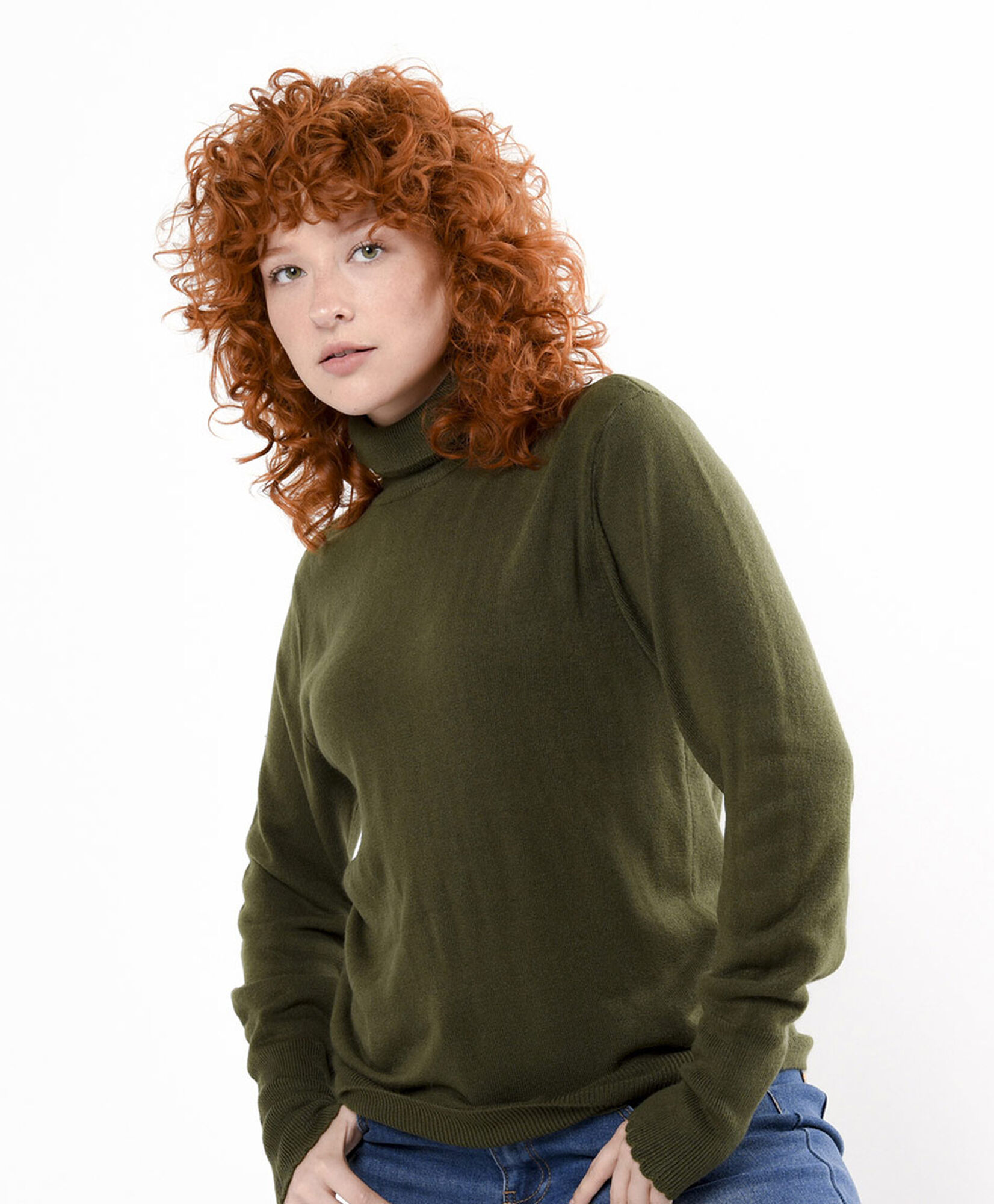 Sweater mujer verde cuello alto Sweater mujer verde cuello alto