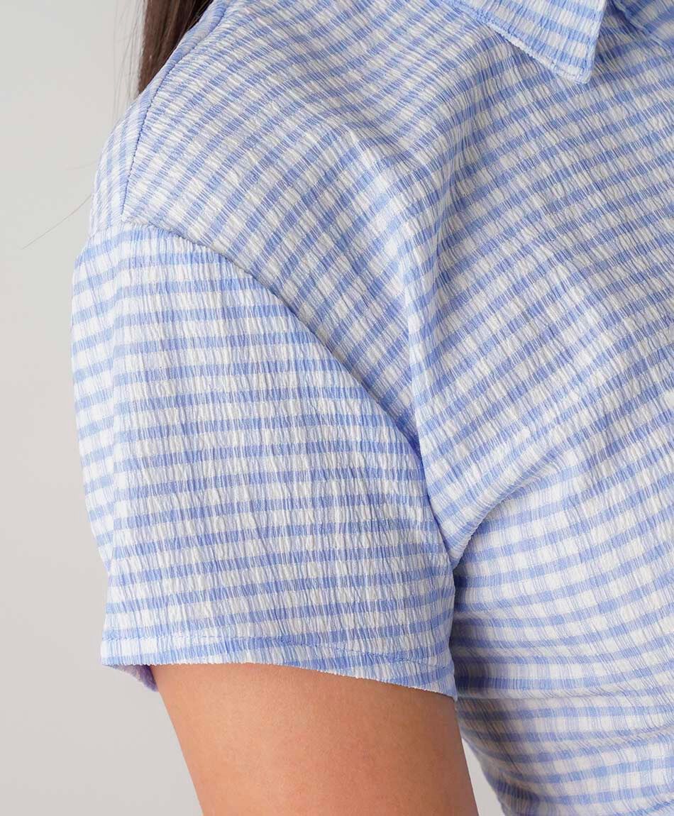 Blusa mujer cuadros lazo