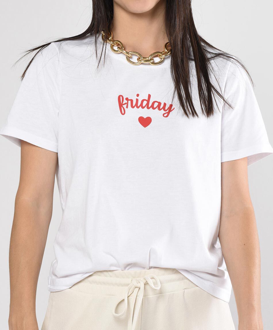 Polera mujer estampada manga corta