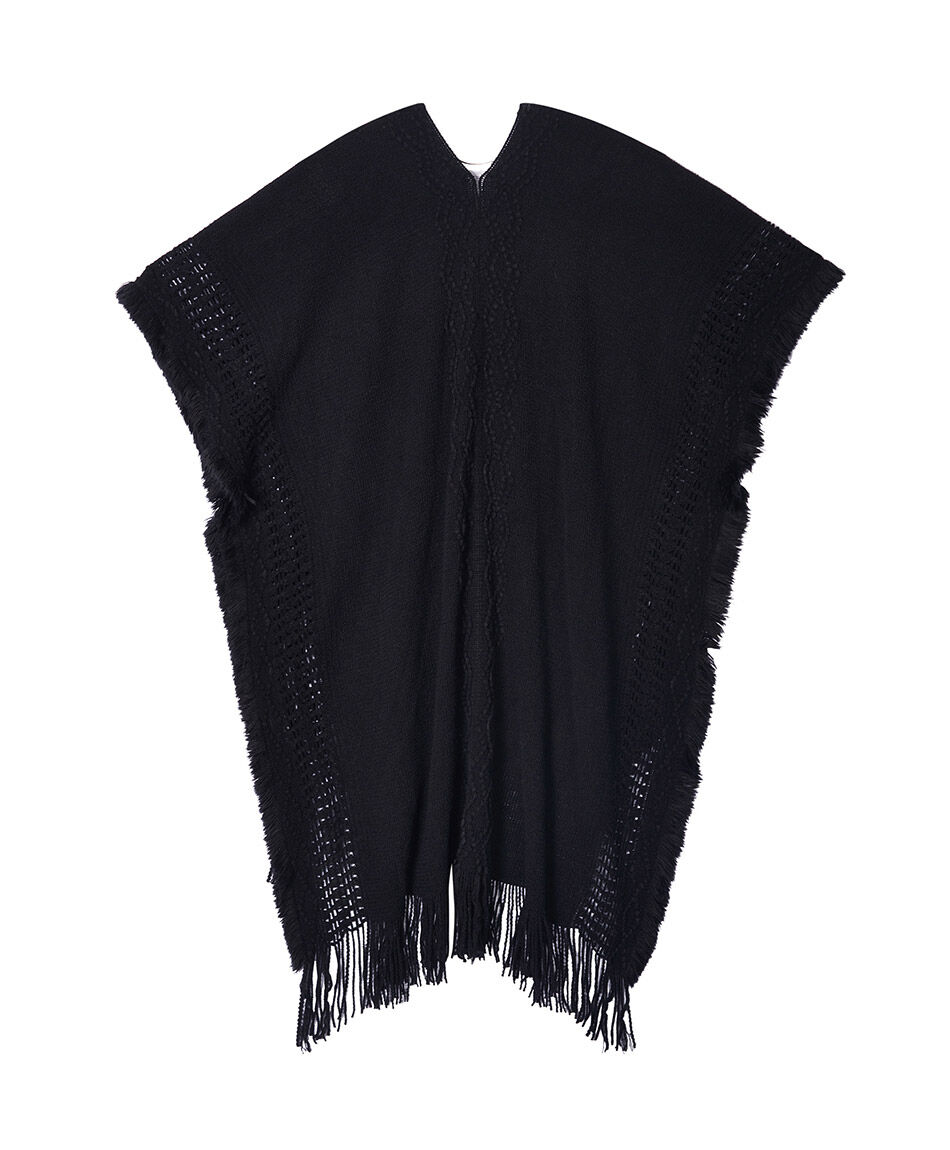 Poncho mujer b&aacute;sico negro
