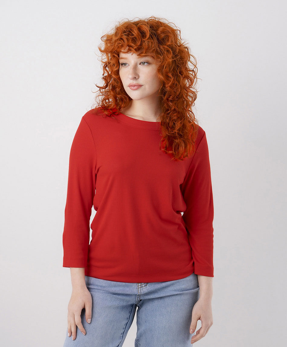 Polera mujer cl&aacute;sica roja manga larga