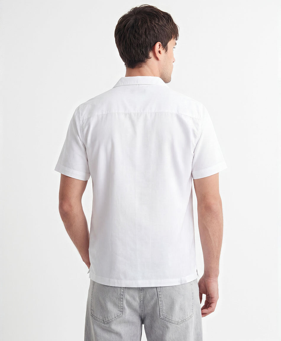 Camisa hombre bordado plantas lino