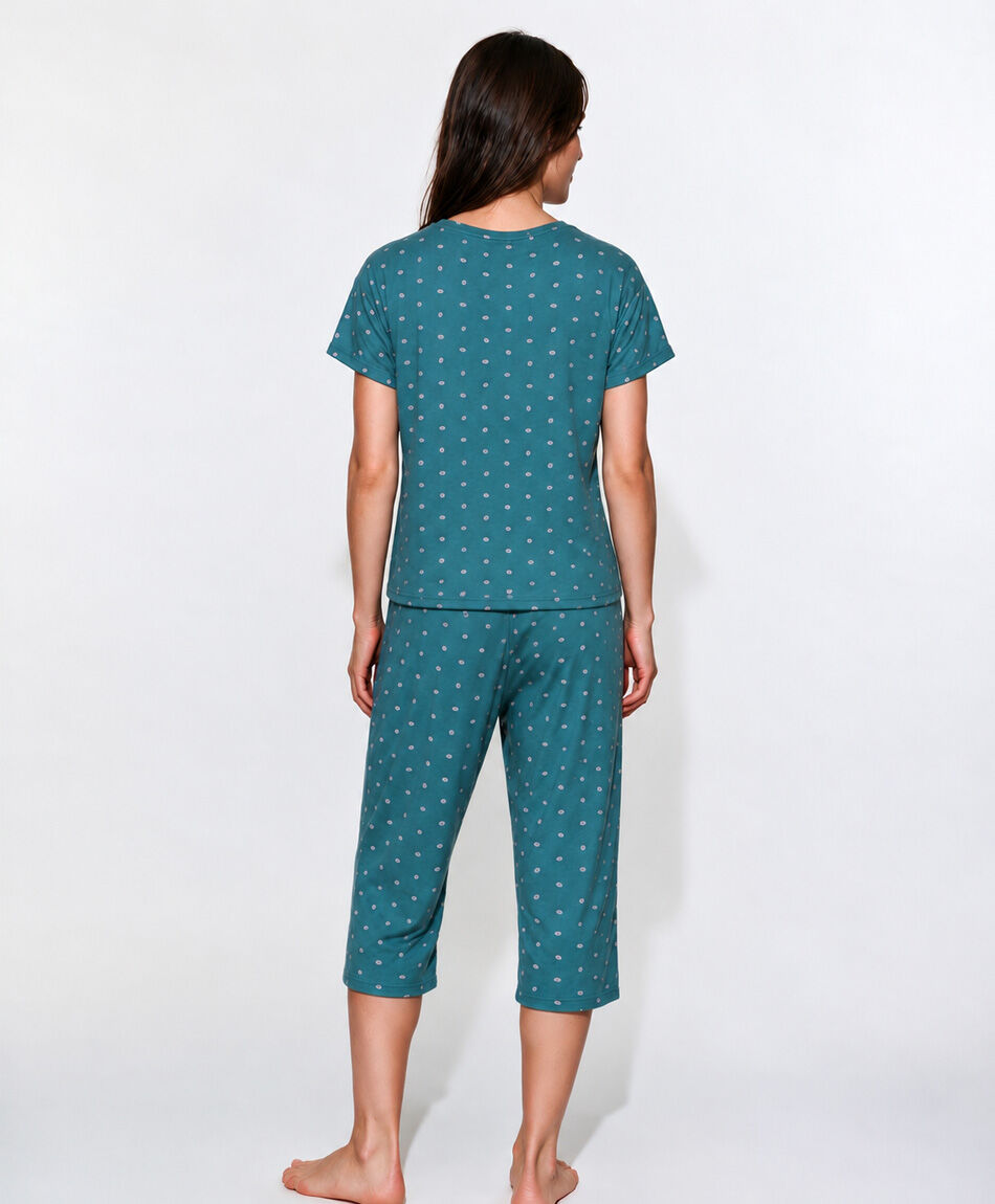 Pijama mujer capri letras puntos
