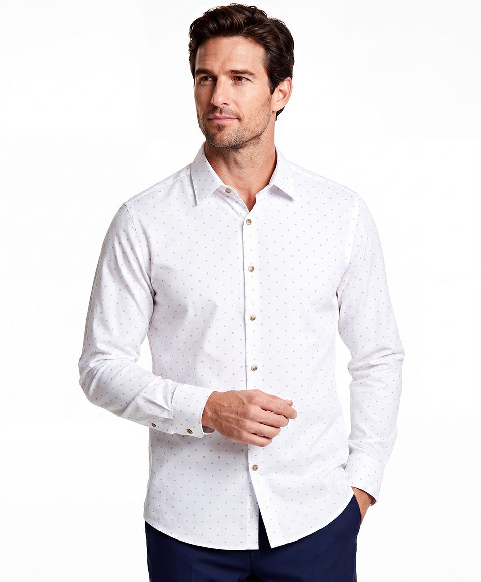 Camisa hombre manga larga puntos diminutos