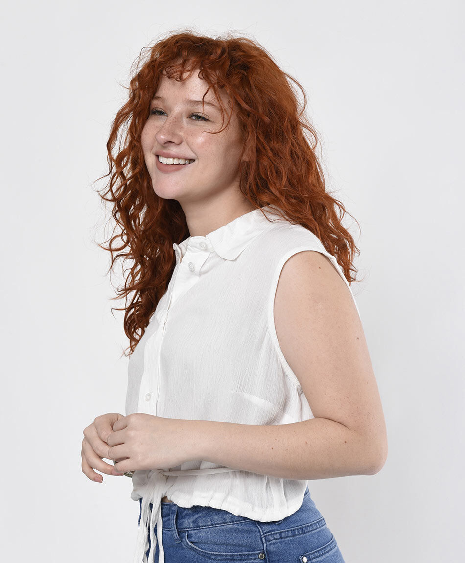 Blusa mujer espalda cruzada crop