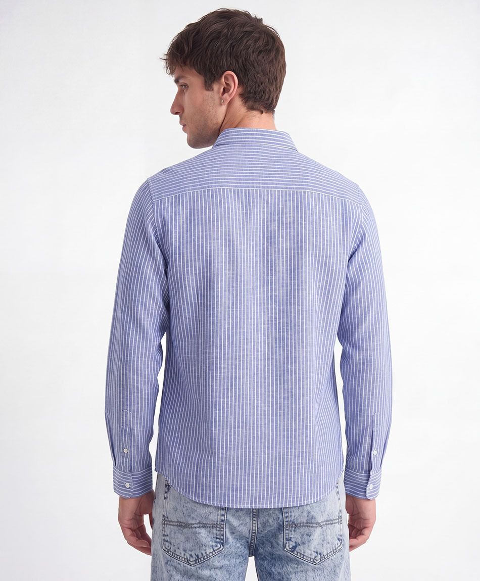 Camisa hombre l&iacute;neas azul