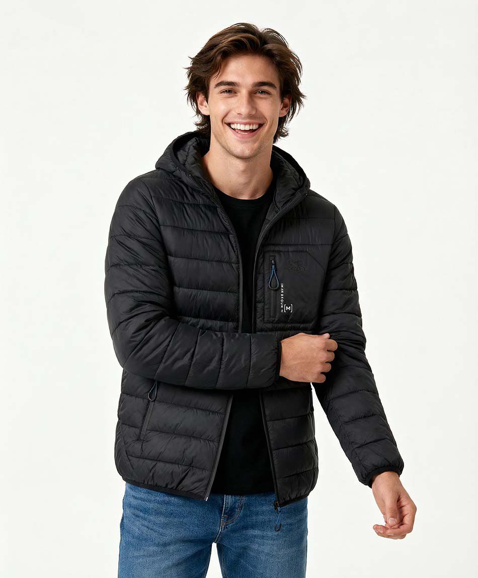 Parka deportiva hombre acolchada negro
