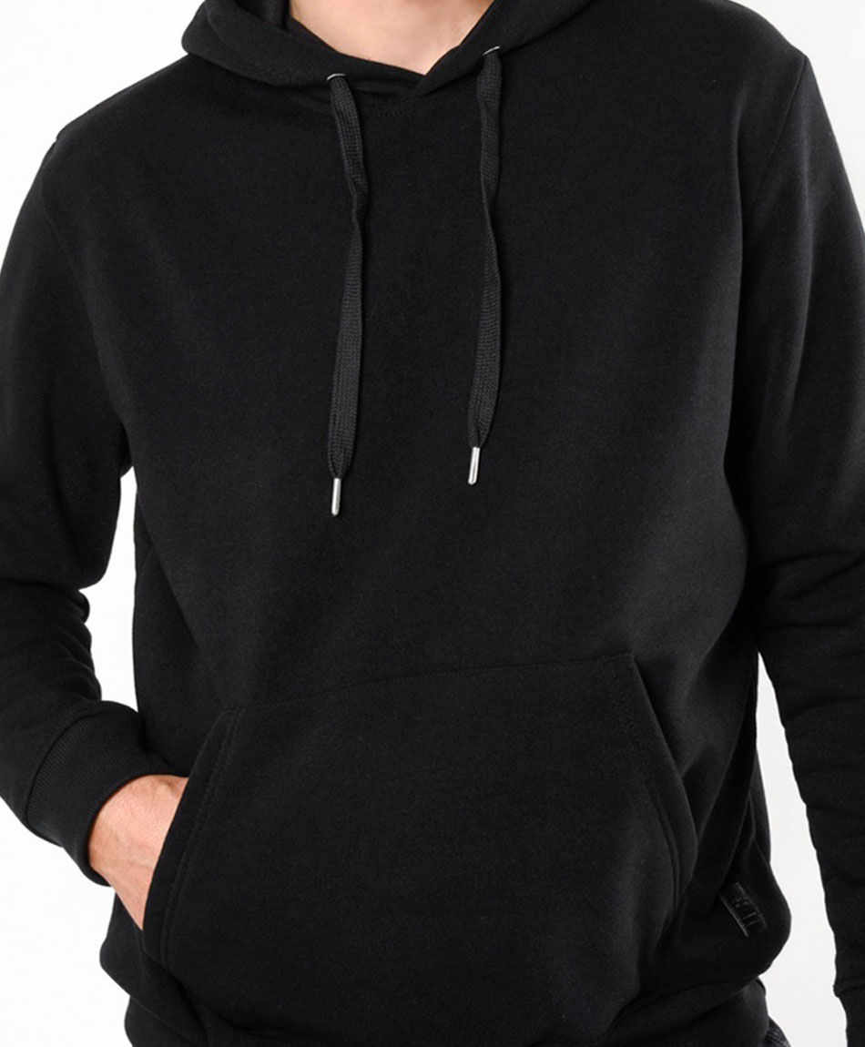 Poler&oacute;n hombre liso b&aacute;sico negro
