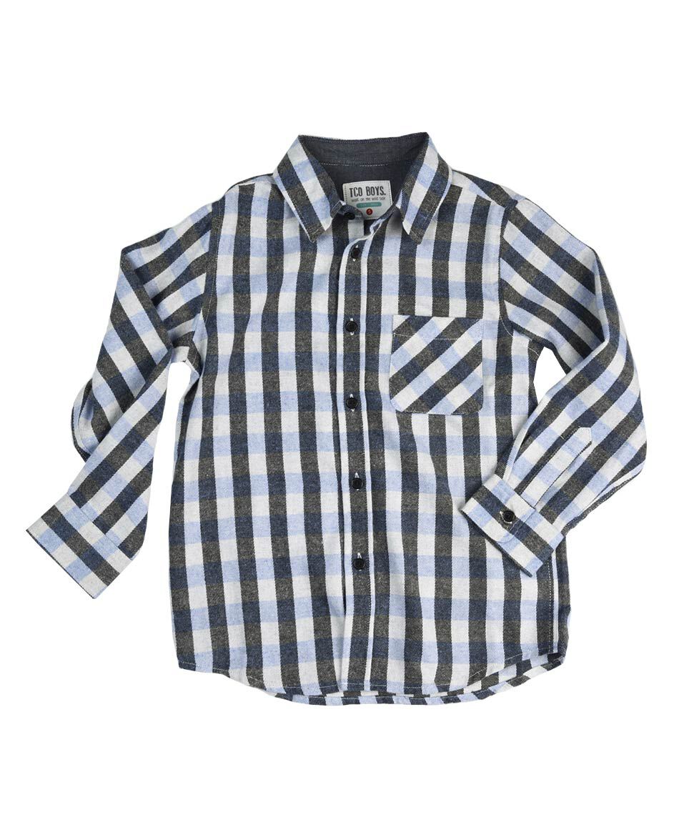 Camisa ni&ntilde;o escocesa manga larga