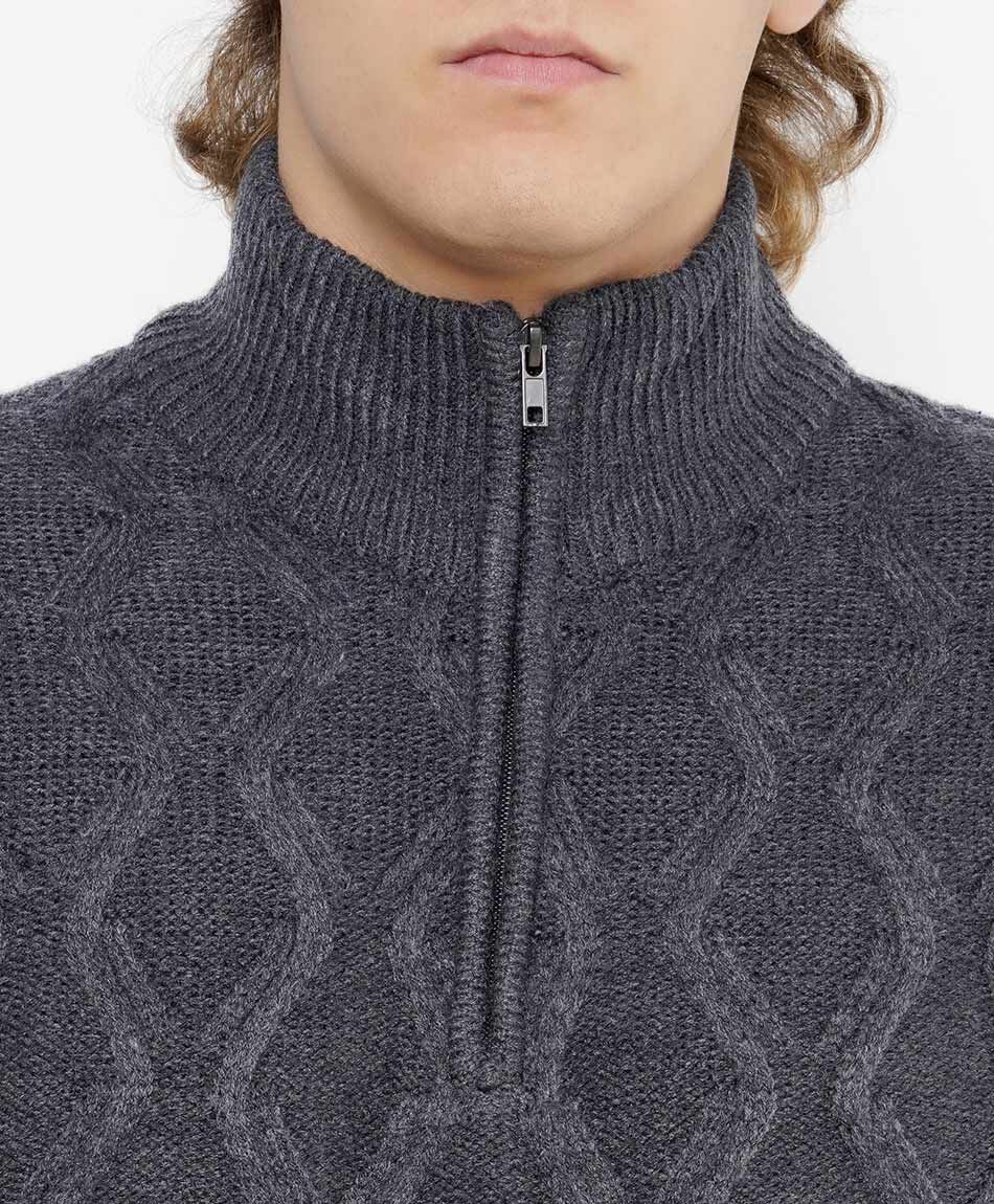 Sweater hombre cierre medio texturizado