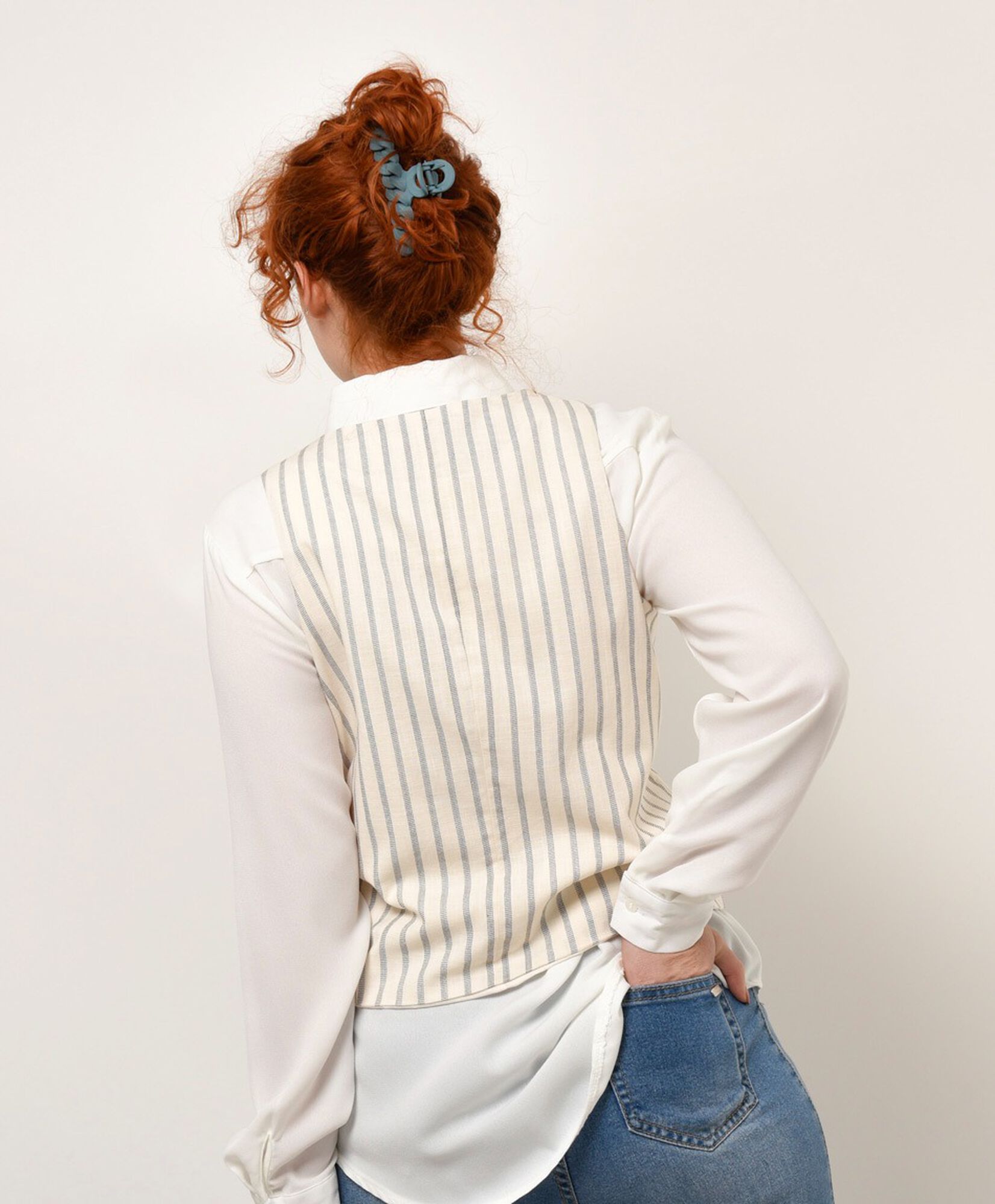 Vest mujer líneas lino Vest mujer líneas lino
