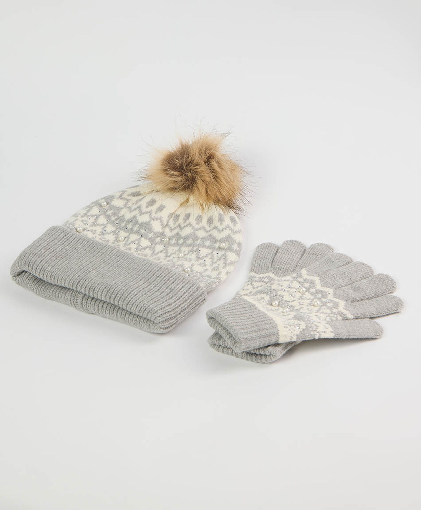 Set gorro + guantes mujer nordic gris Set gorro + guantes mujer nordic gris