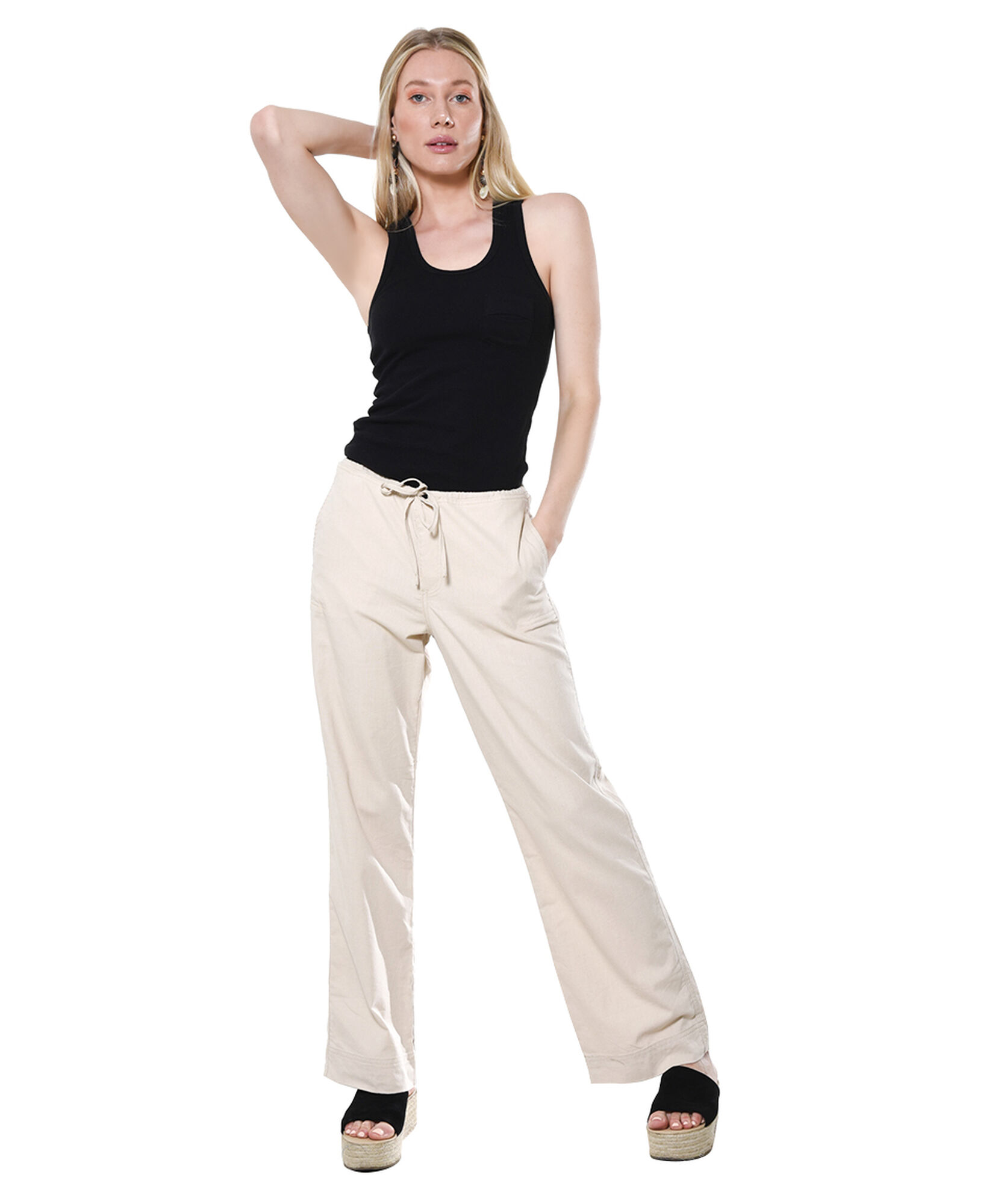 Pantalon lino con corte Pantalon lino con corte
