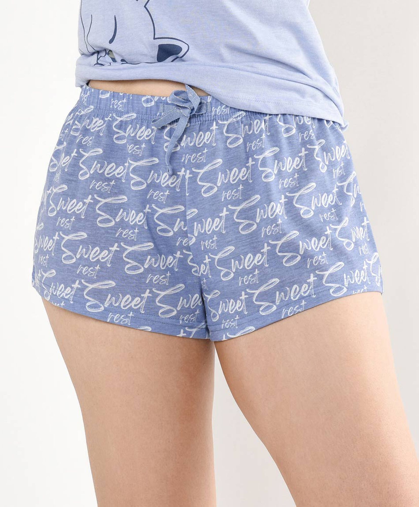 Pijama mujer gatito azul short Pijama mujer gatito azul short