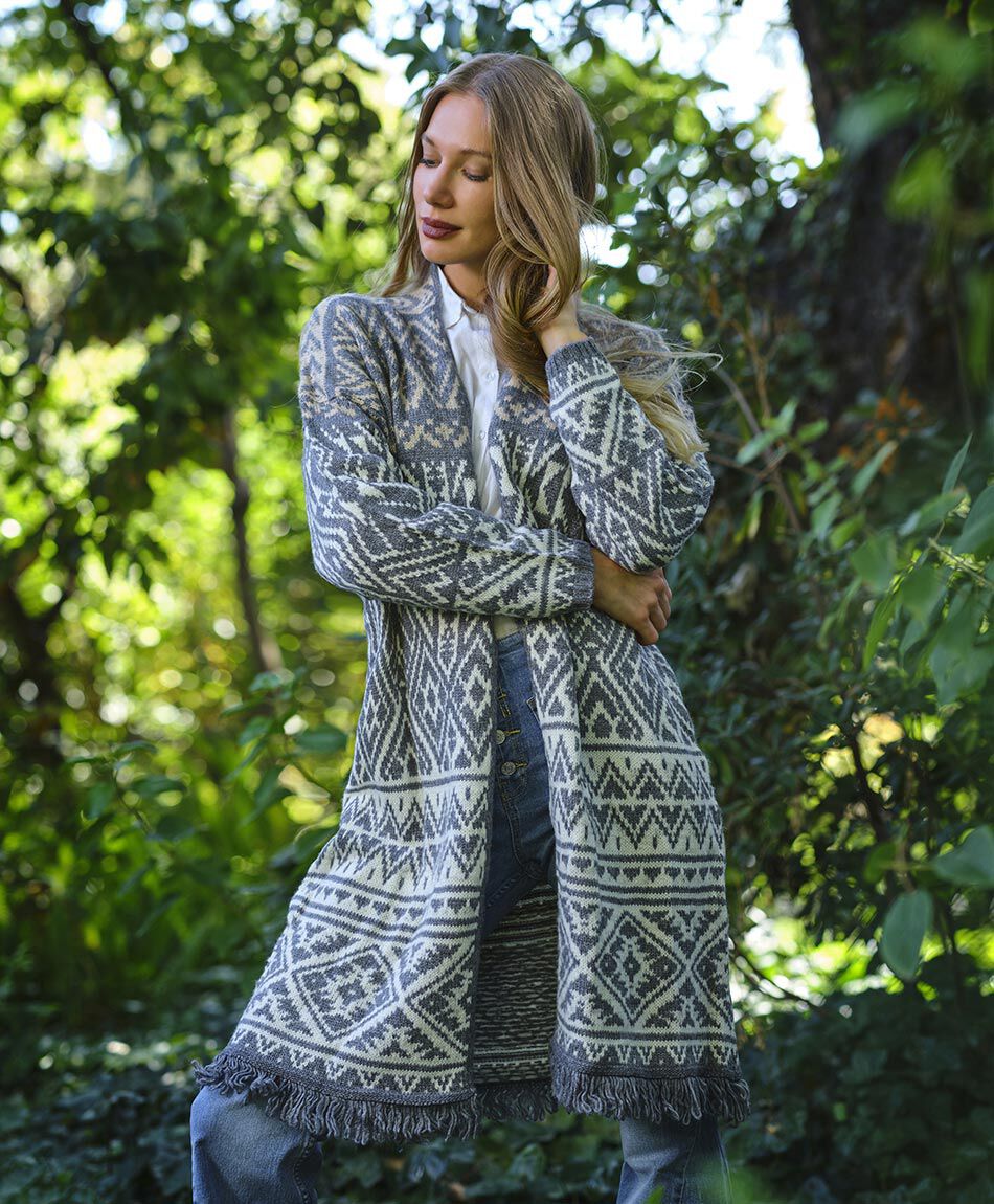 Cardigan mujer largo flecos