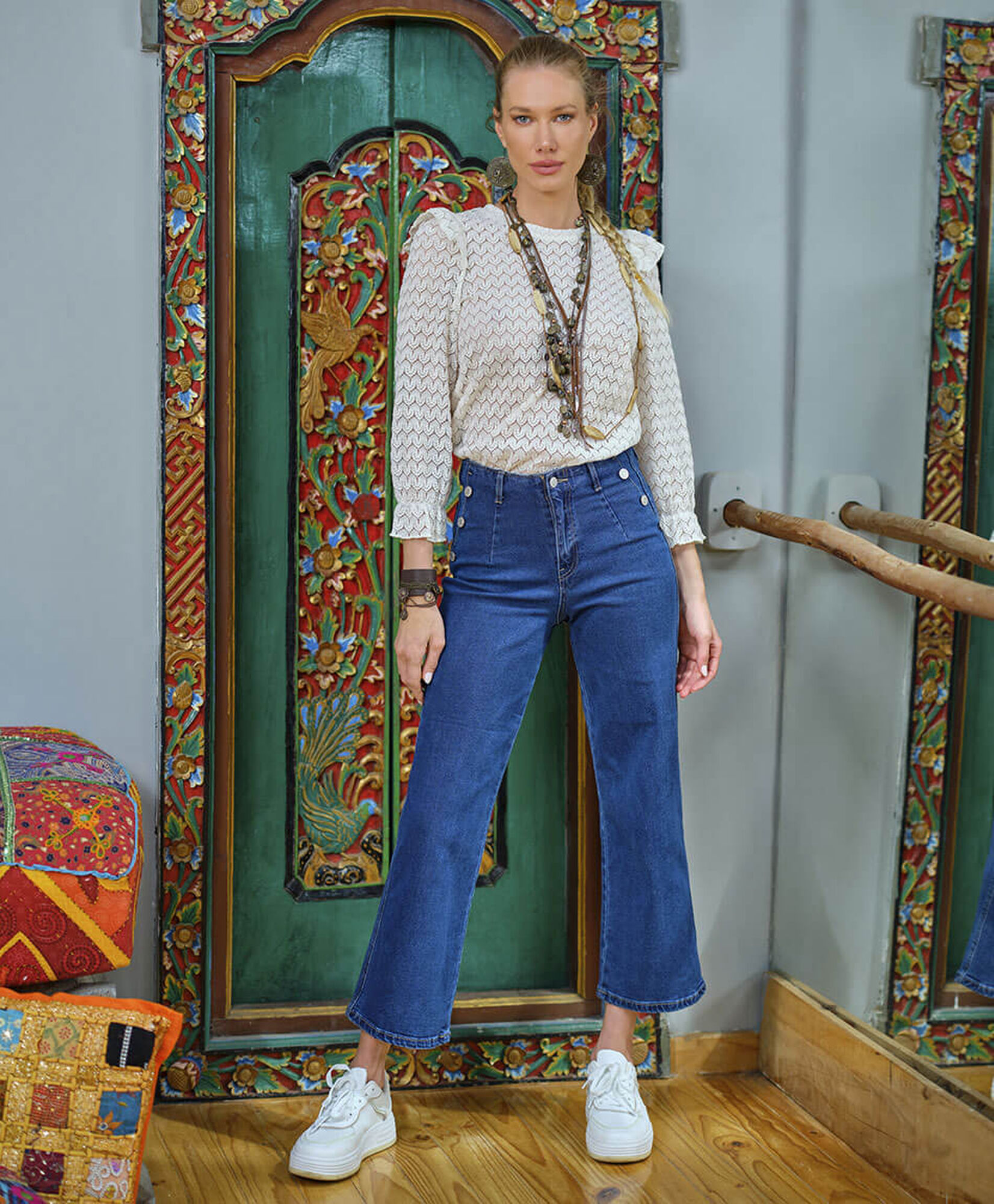 Jeans mujer botones wide Jeans mujer botones wide