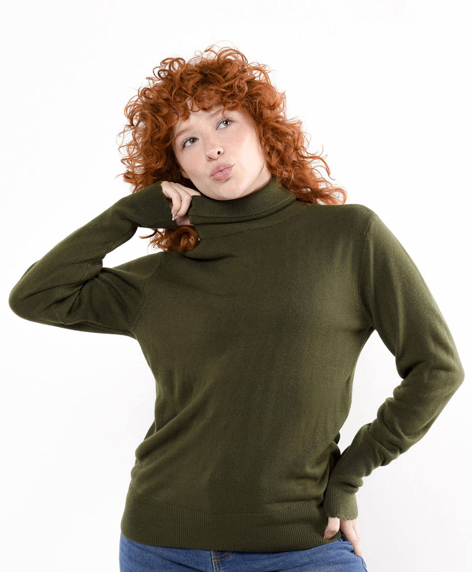 Sweater mujer verde cuello alto Sweater mujer verde cuello alto