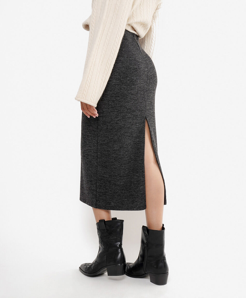 Falda mujer larga lanosa