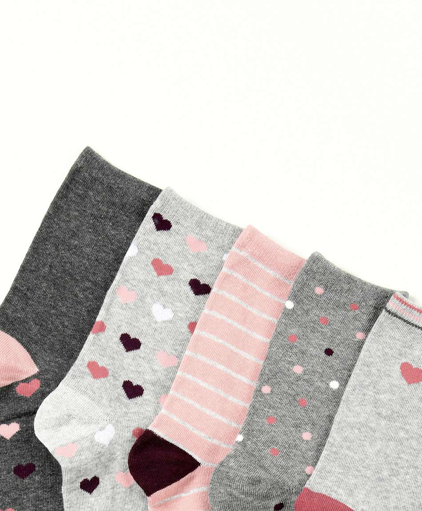 Pack 5 calcetines mujer corazones largos Pack 5 calcetines mujer corazones largos