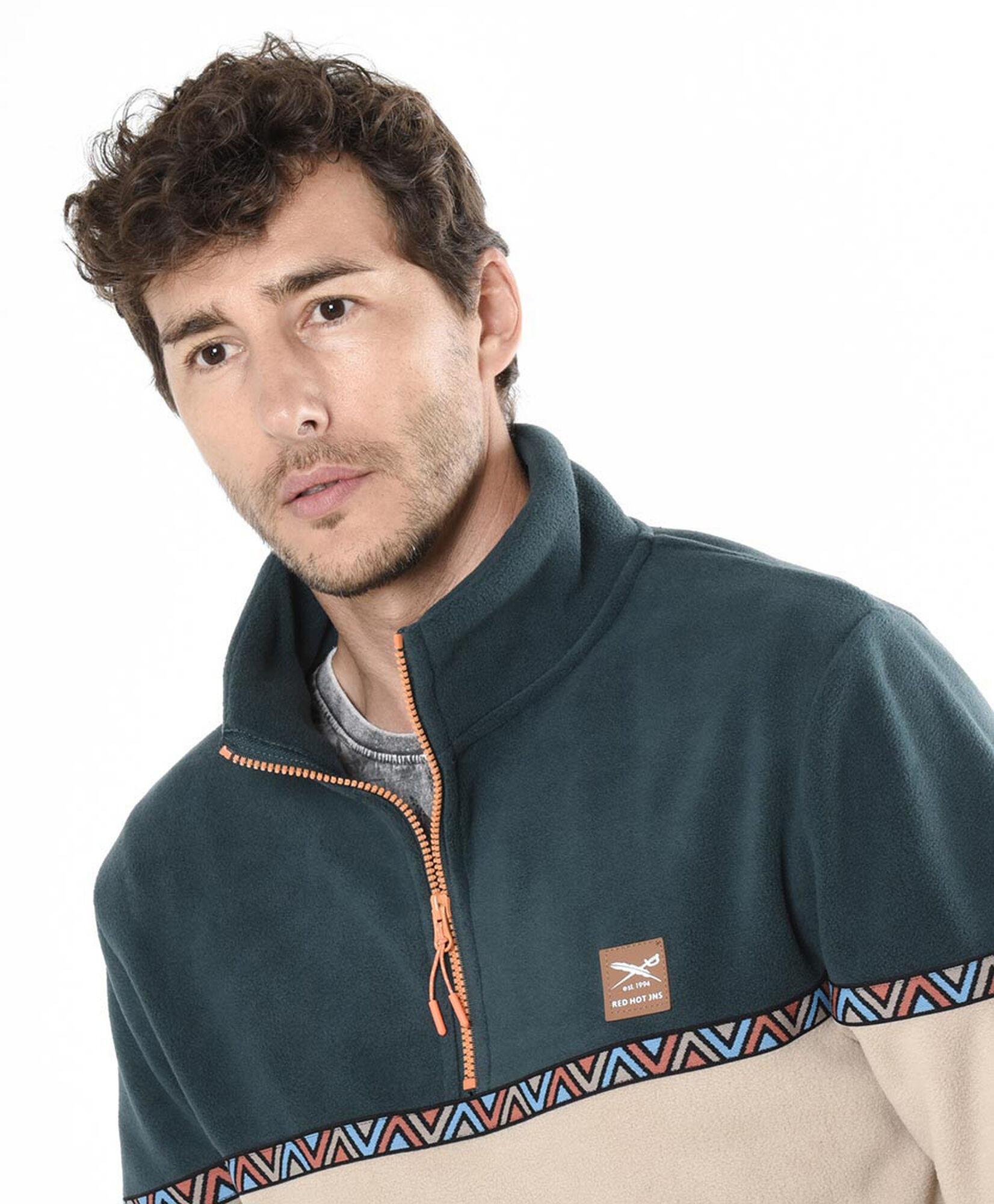 Polerón hombre polar bicolor medio cierre Polerón hombre polar bicolor medio cierre