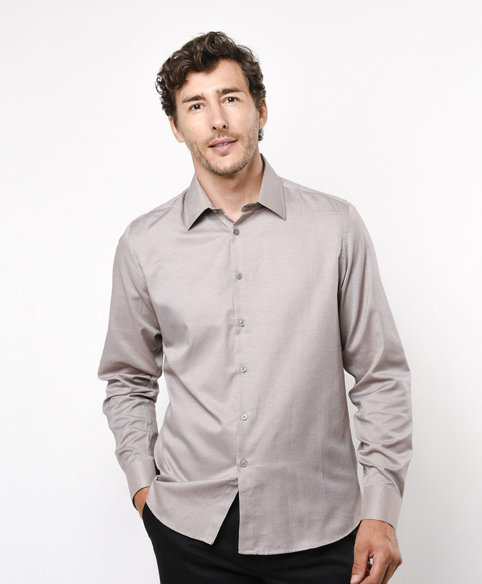 Camisa hombre lisa beige Camisa hombre lisa beige