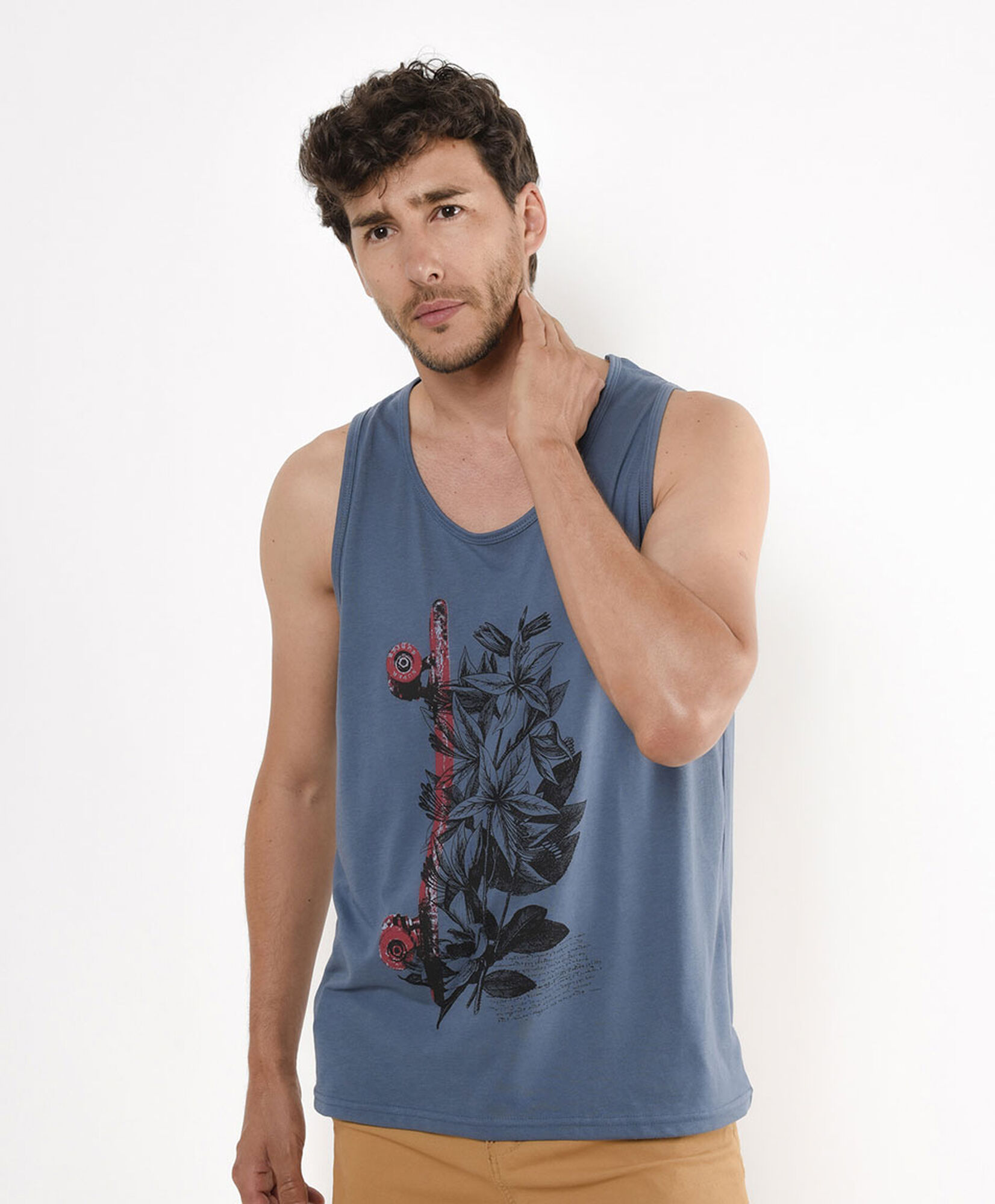 Polera hombre skate floral sin mangas Polera hombre skate floral sin mangas