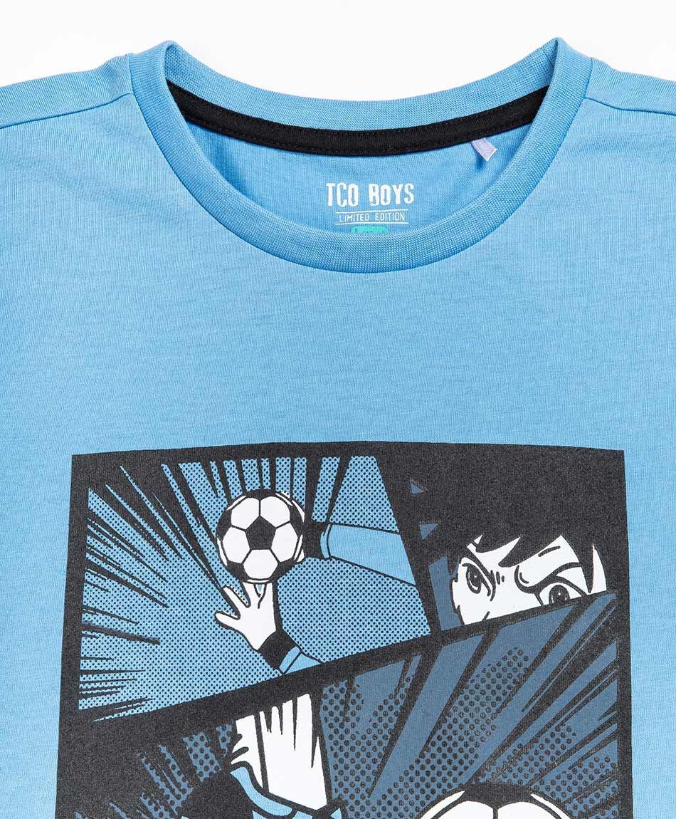Polera ni&ntilde;o celeste f&uacute;tbol